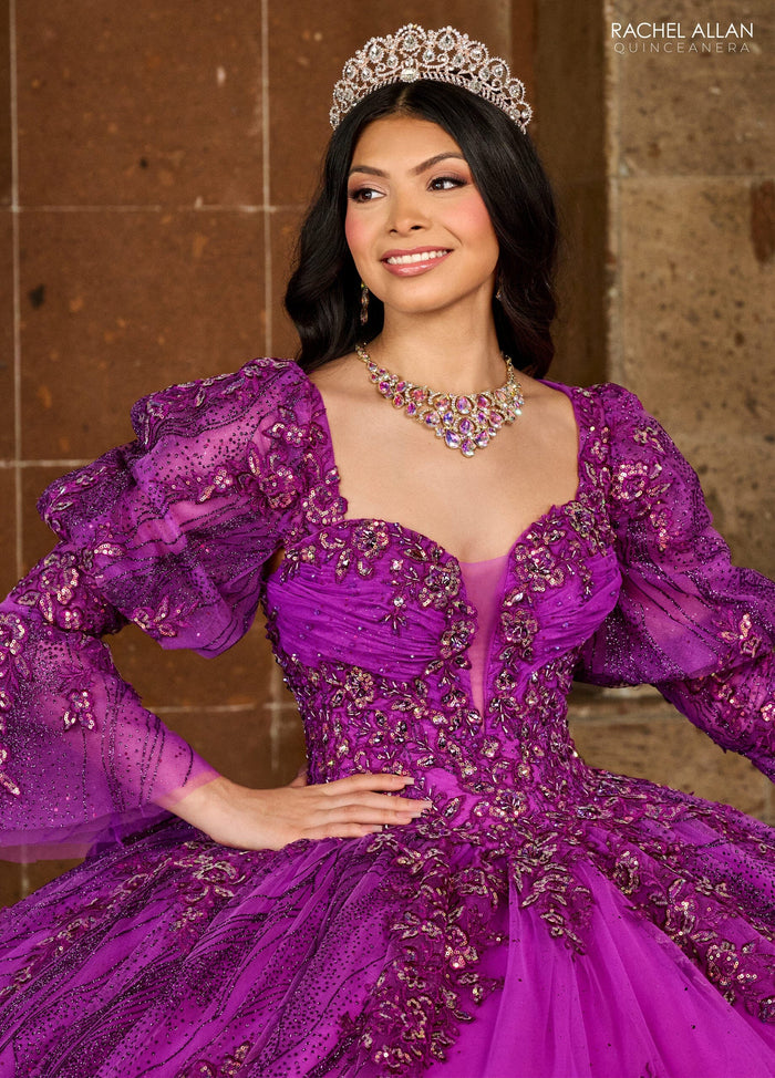 Rachel Allan RQ1135 Strapless Puff Sleeve Quinceanera Dress