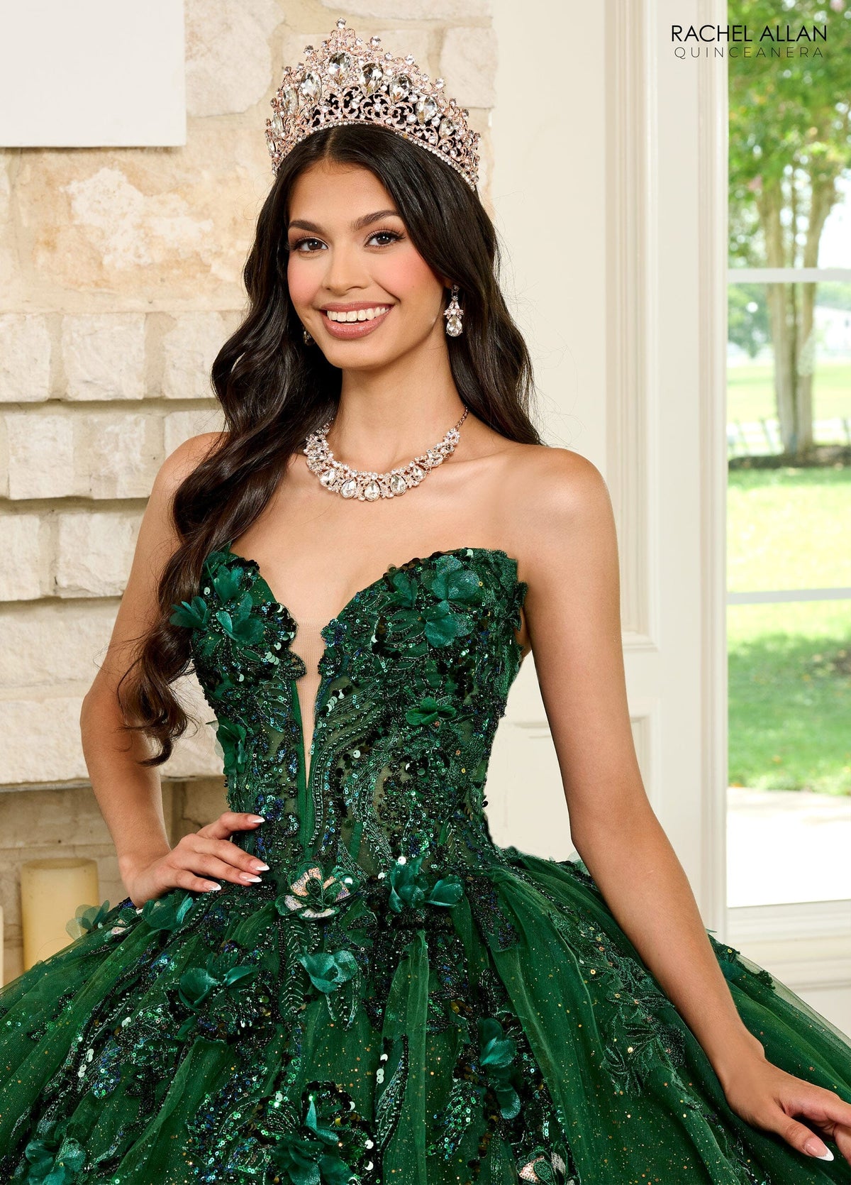 Rachel Allan RQ2184 Strapless Puff Sleeve Quinceanera Dress