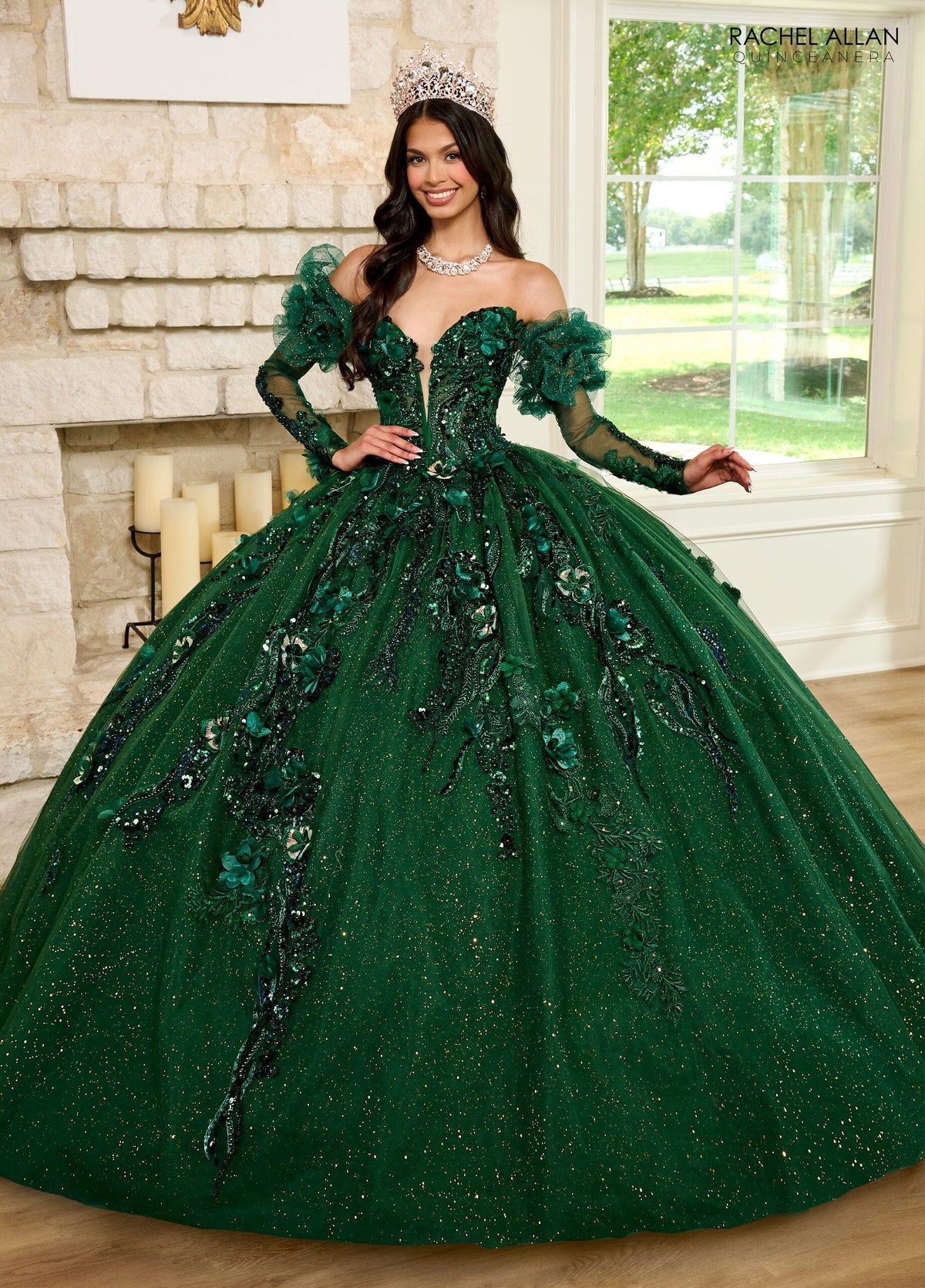 Rachel Allan RQ2184 Strapless Puff Sleeve Quinceanera Dress