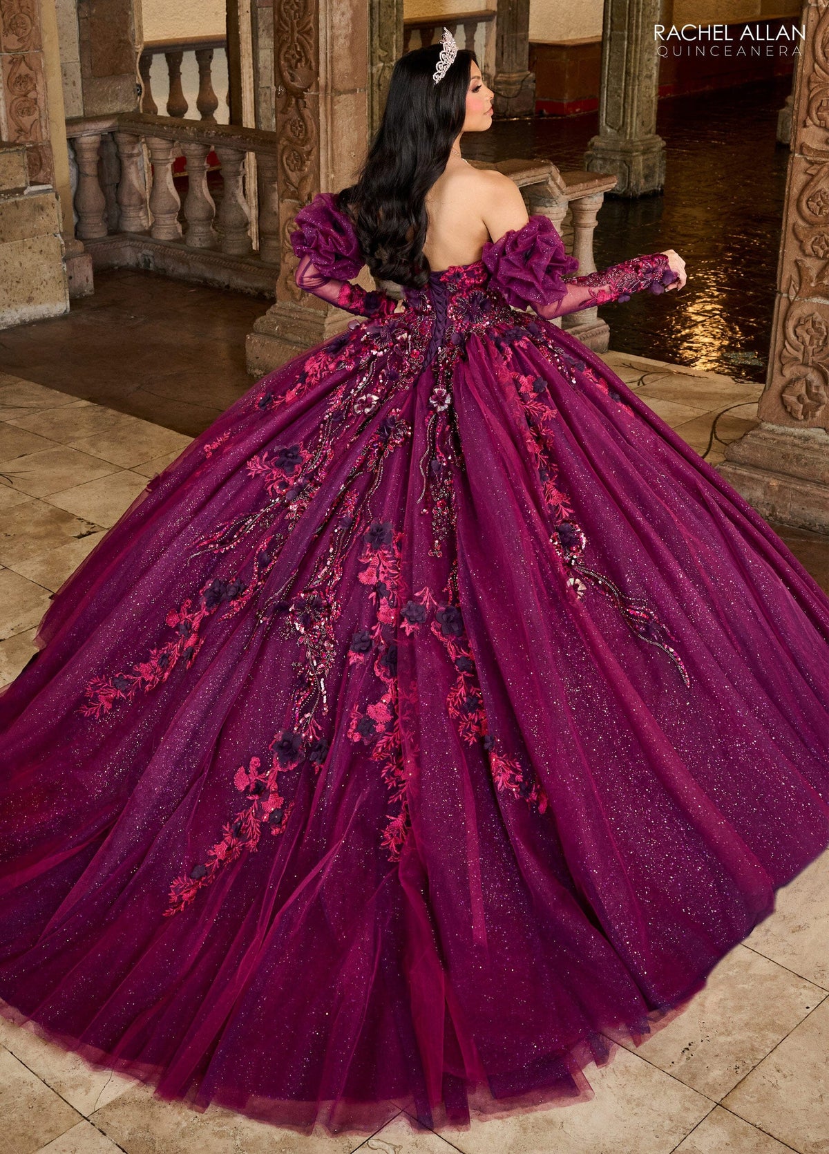 Rachel Allan RQ2184 Strapless Puff Sleeve Quinceanera Dress