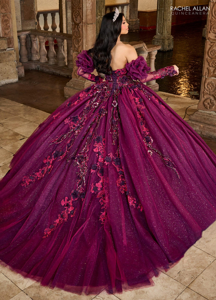 Rachel Allan RQ2184 Strapless Puff Sleeve Quinceanera Dress