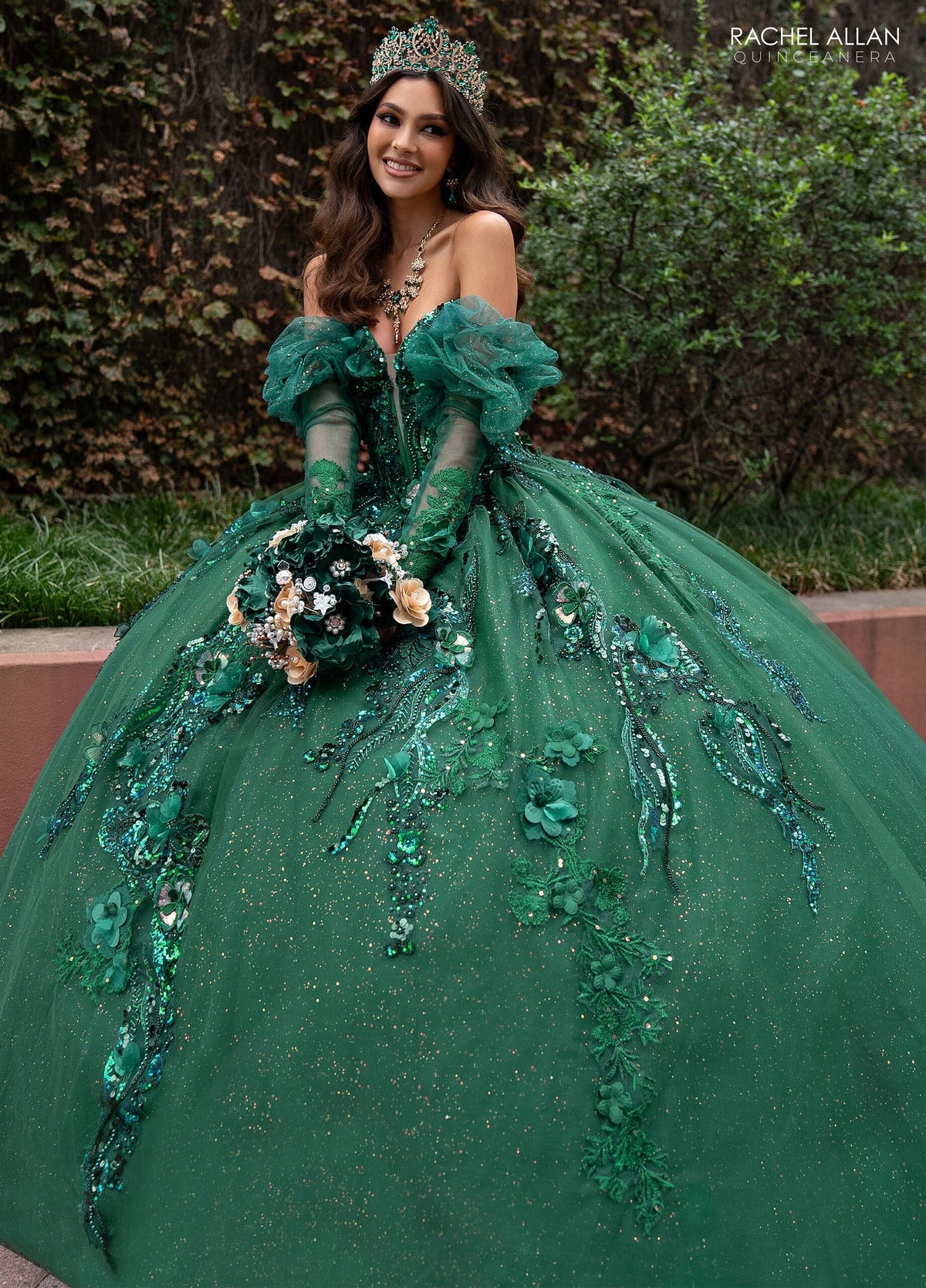 Rachel Allan RQ2184 Strapless Puff Sleeve Quinceanera Dress