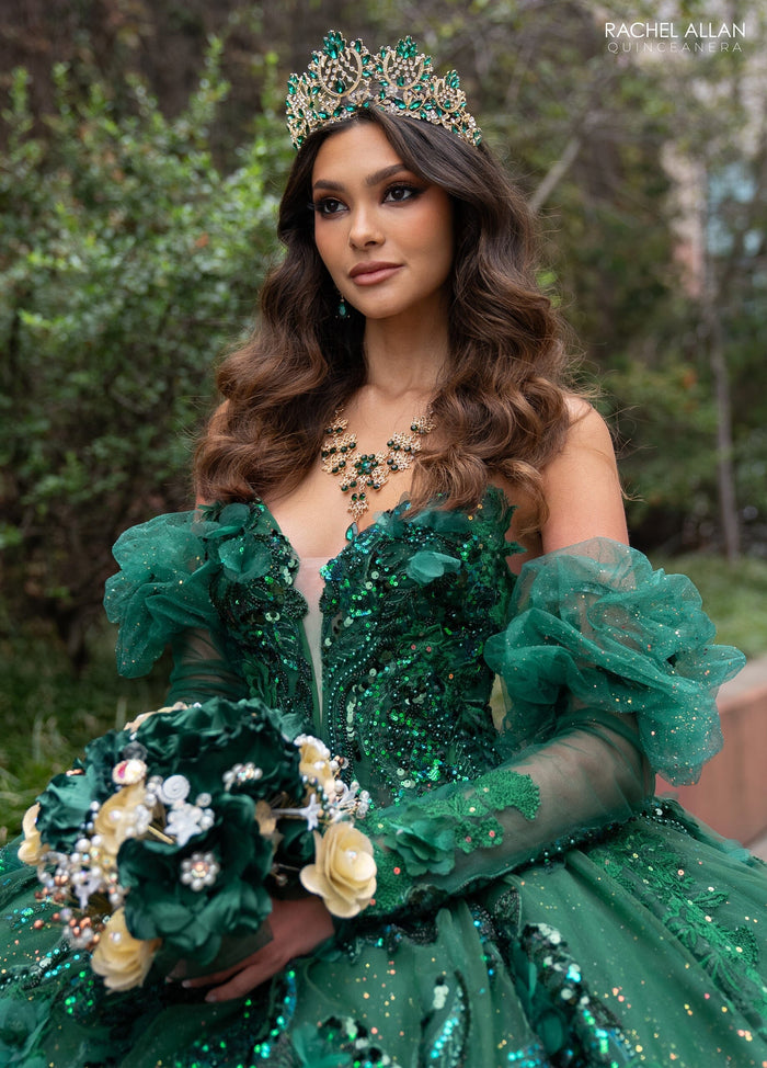 Rachel Allan RQ2184 Strapless Puff Sleeve Quinceanera Dress