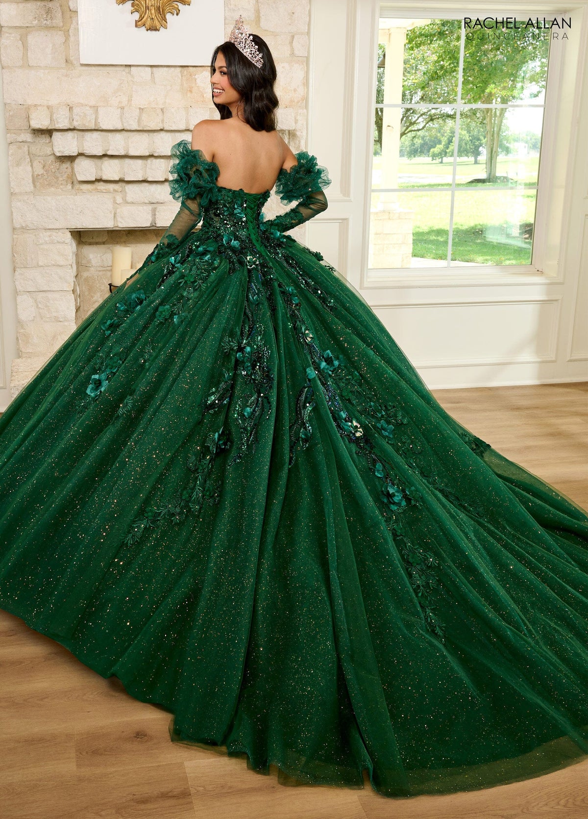 Rachel Allan RQ2184 Strapless Puff Sleeve Quinceanera Dress