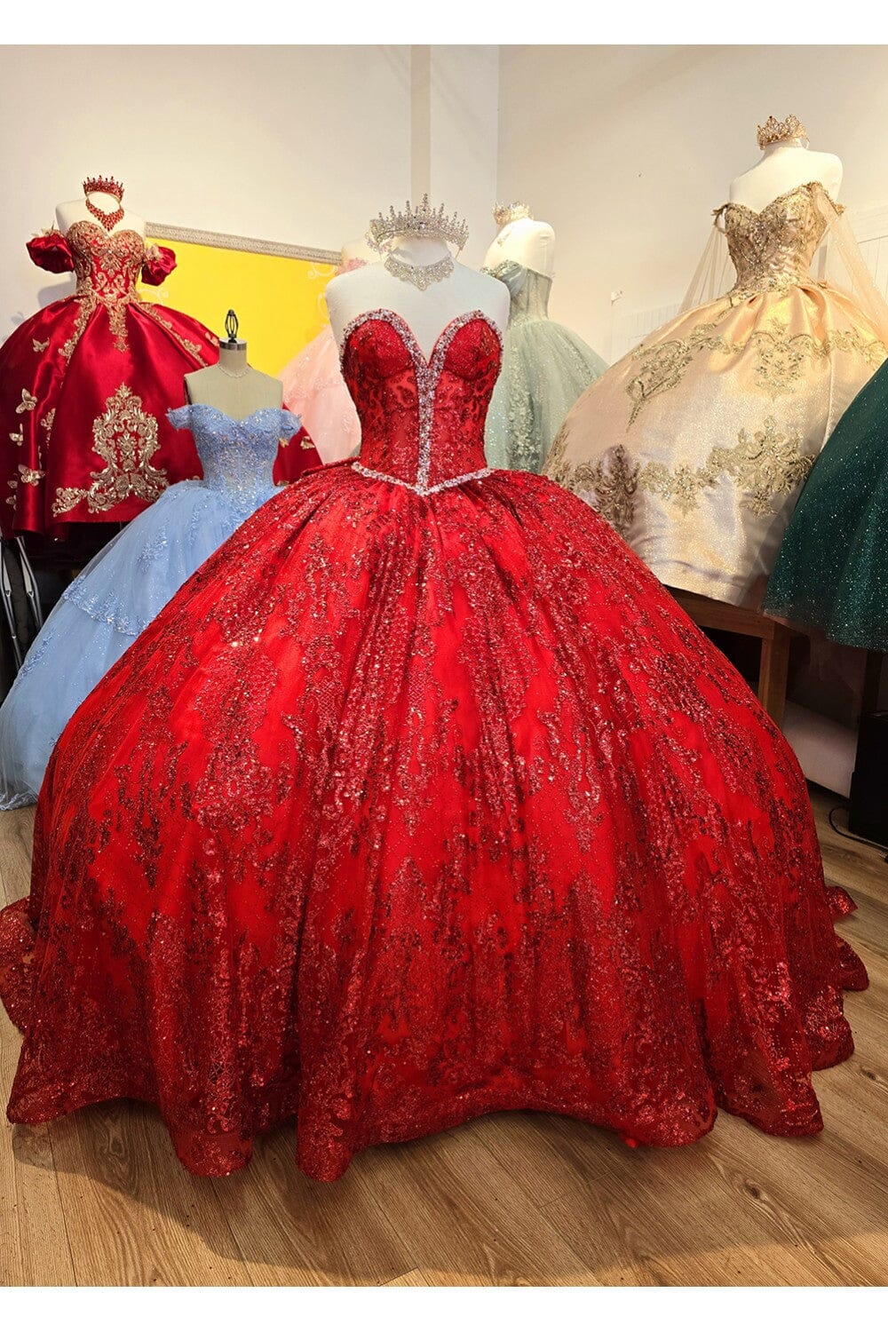 Strapless Sheer Corset Ball Gown by Bella Princess PQ1058