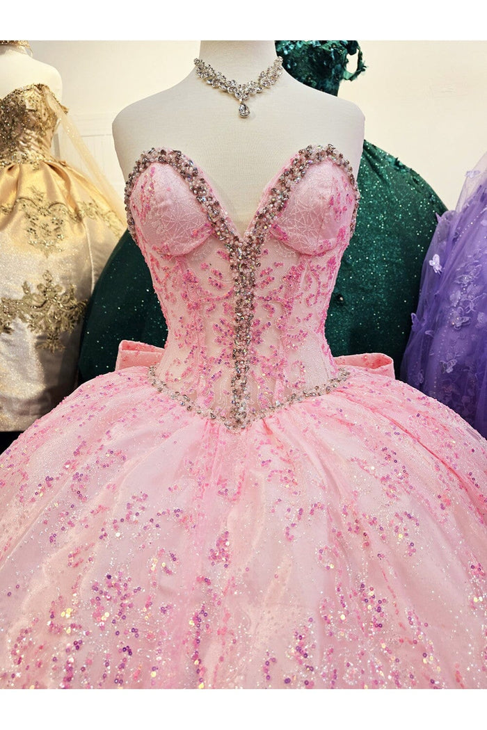 Strapless Sheer Corset Ball Gown by Bella Princess PQ1058