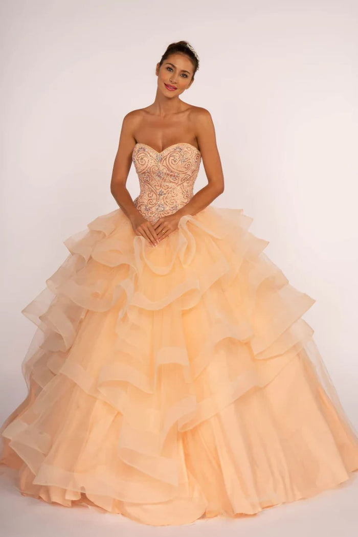 Strapless Ball Gown with Ruffled Skirt by Elizabeth KGL2515
