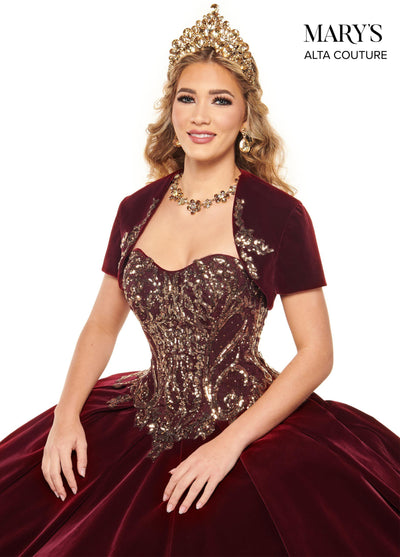 Alta Couture MQ3051 Strapless Velvet Quinceanera Dress