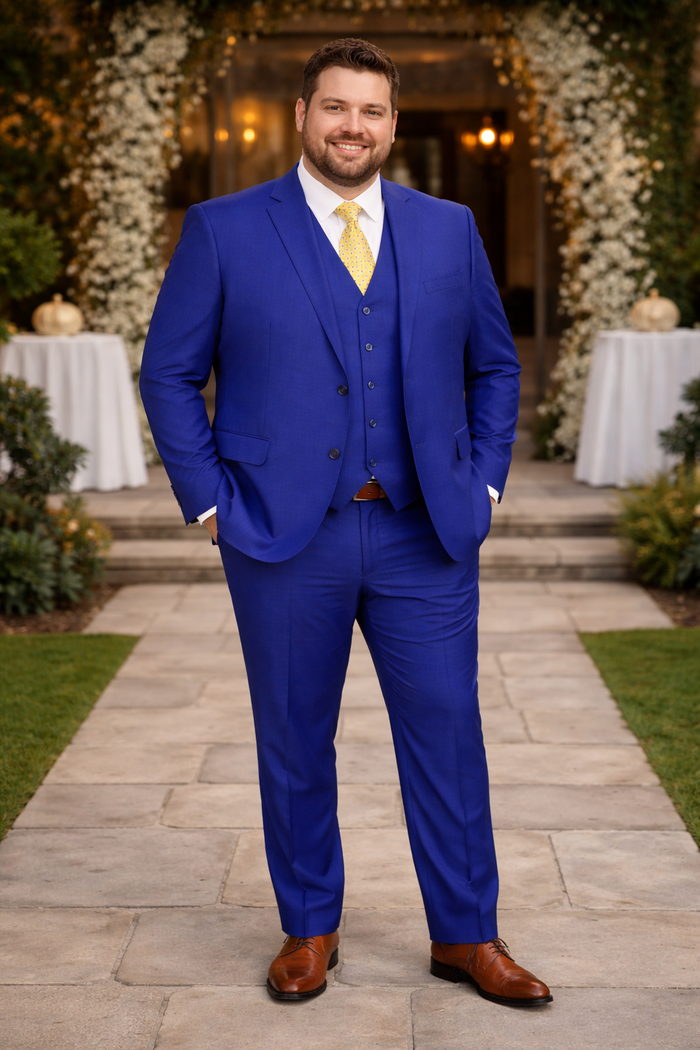 Mens Tiglio French Blue Suit – Stylish Blue Suit for Wedding, Business and Formal Wear