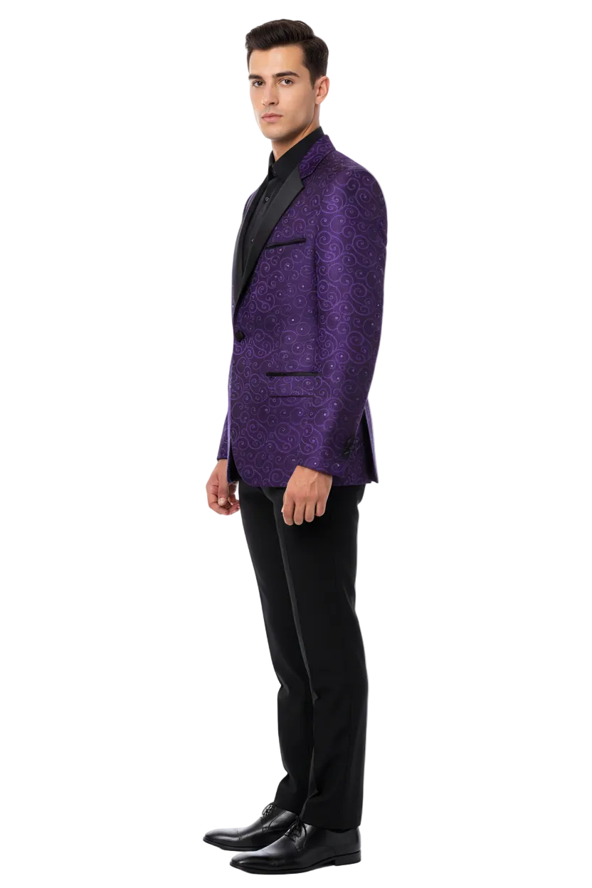 Floral ~ Flower Sportcoat ~ Paisley Jacket ~ Shiny ~ Fashion Purple Fancy Party Best Cheap Blazer Suit Jacket For Affordable Cheap Priced Unique Fancy For Men Available Big Sizes on sale Men Affordable Sport Coats Sale