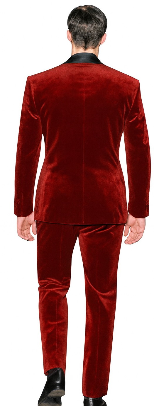 Men's Velvet Suit Fabric Shawl Collar Tuxedo