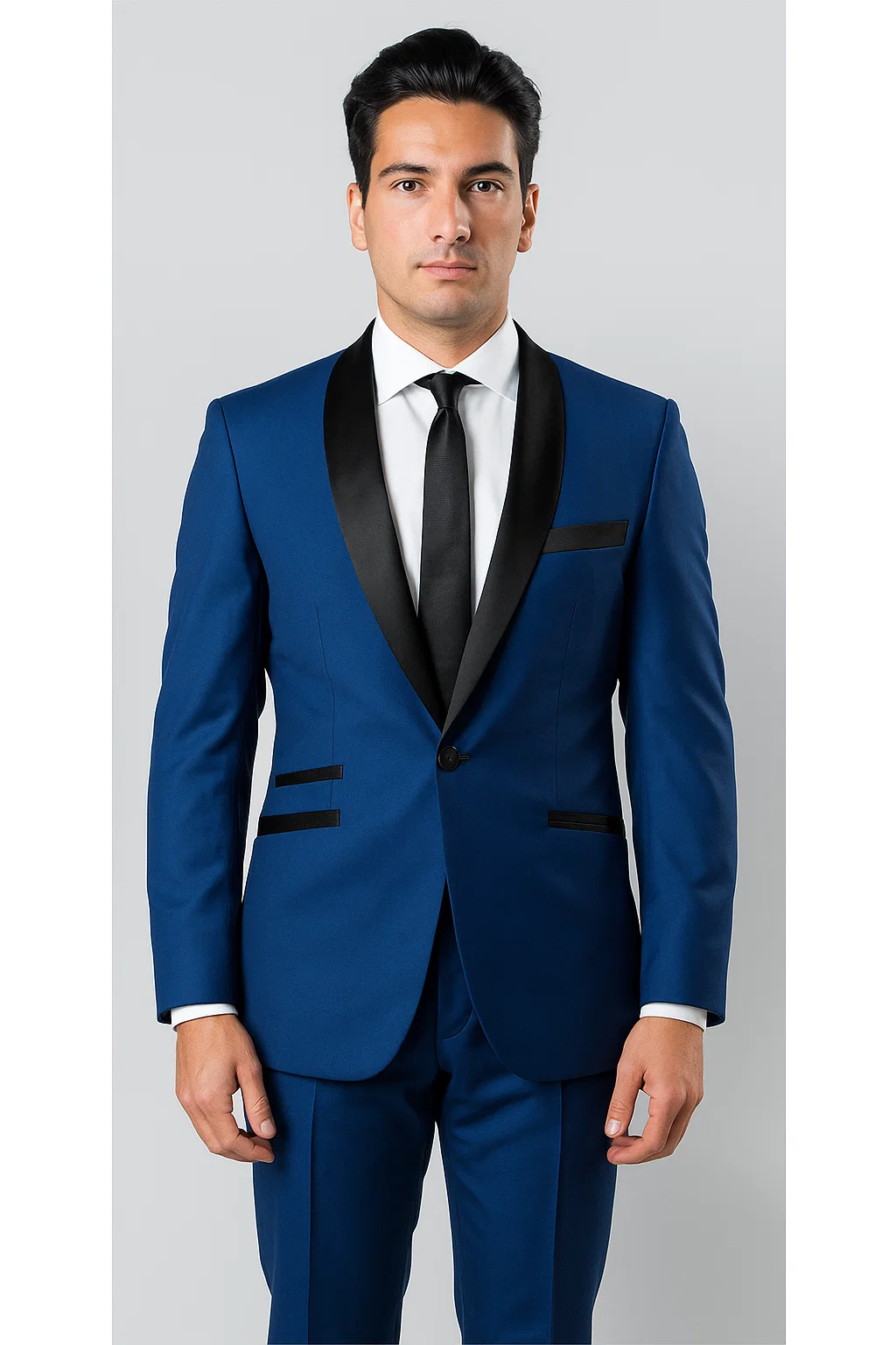 Men's tuxedo Black Shawl Lapel Royal Blue Dress Suits for Men