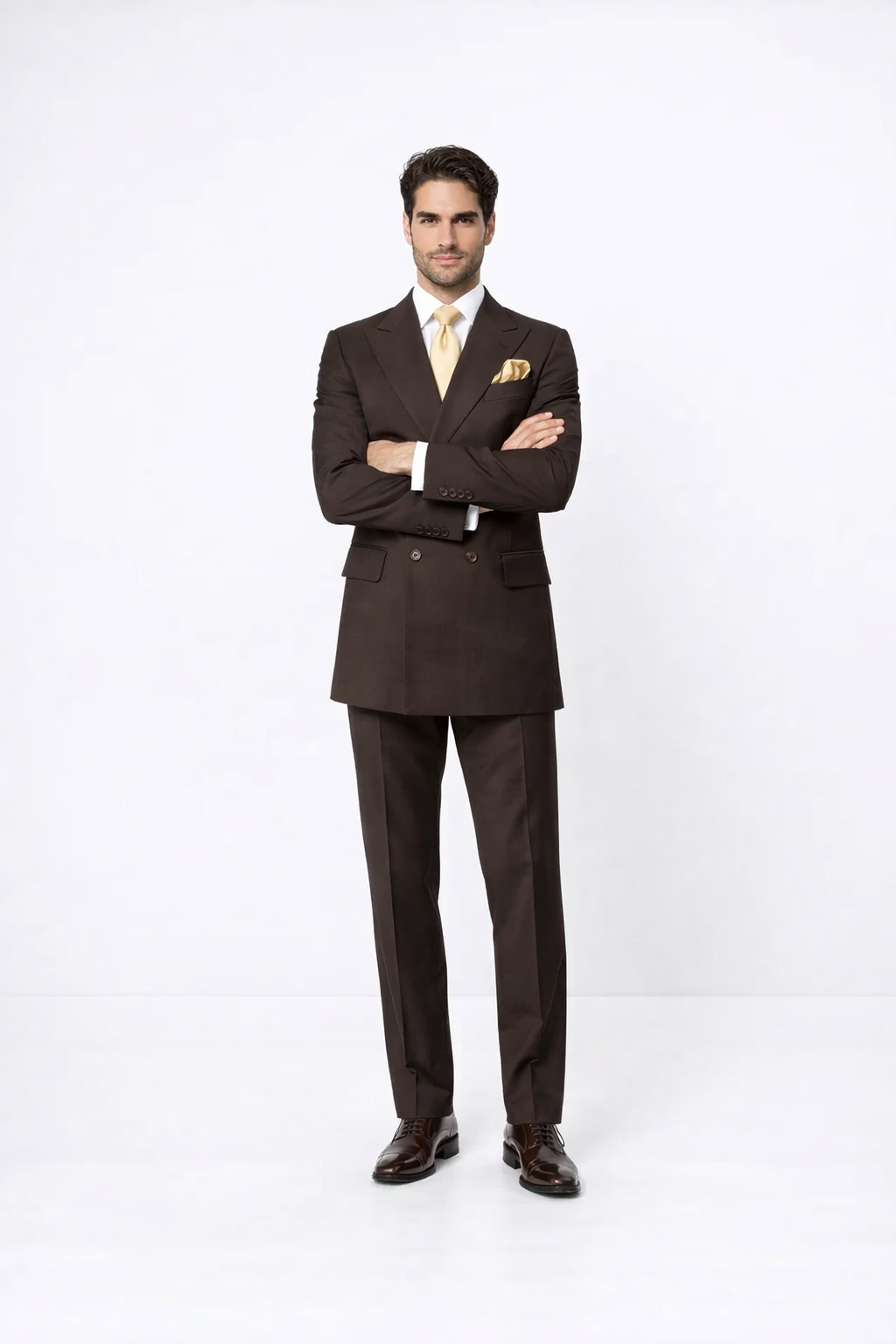 Brown 3 Piece Wool Suit with Baggy Pleated Pants