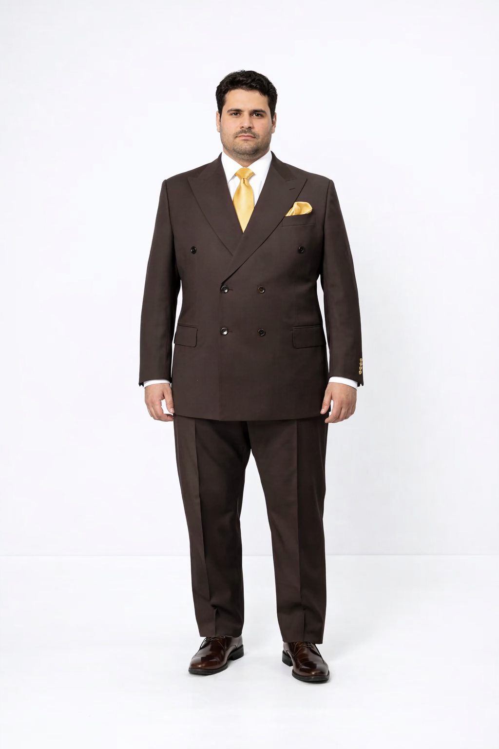 Brown 3 Piece Wool Suit with Baggy Pleated Pants