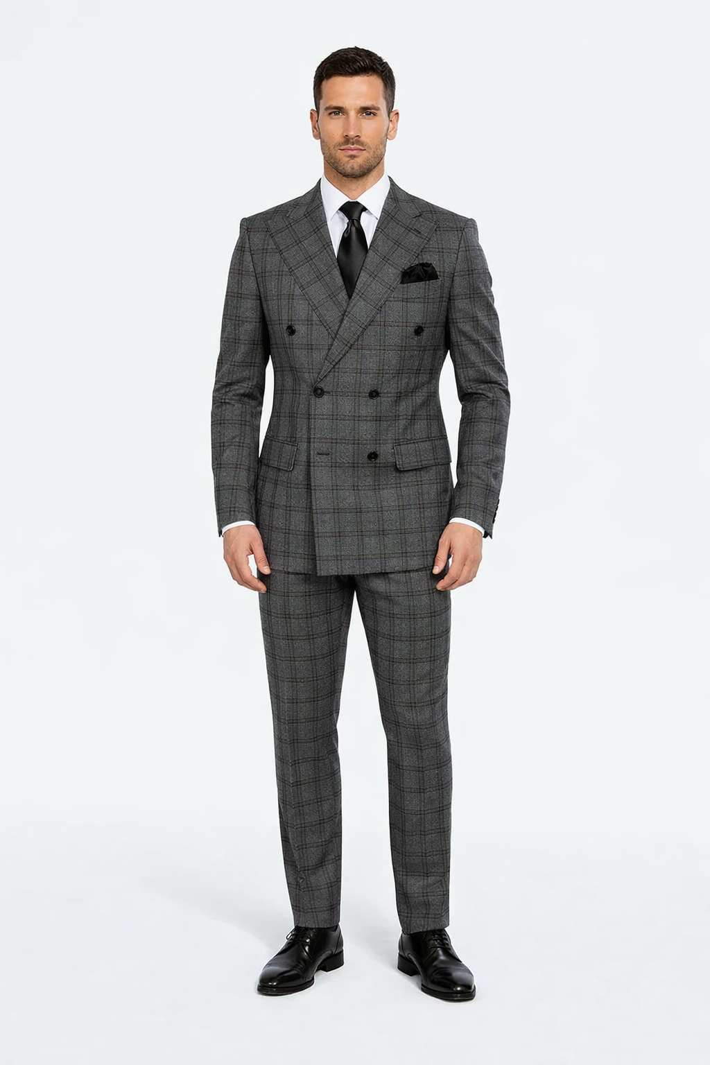 Rossiman Wool Suit with Wide-Leg Pleated Pants
