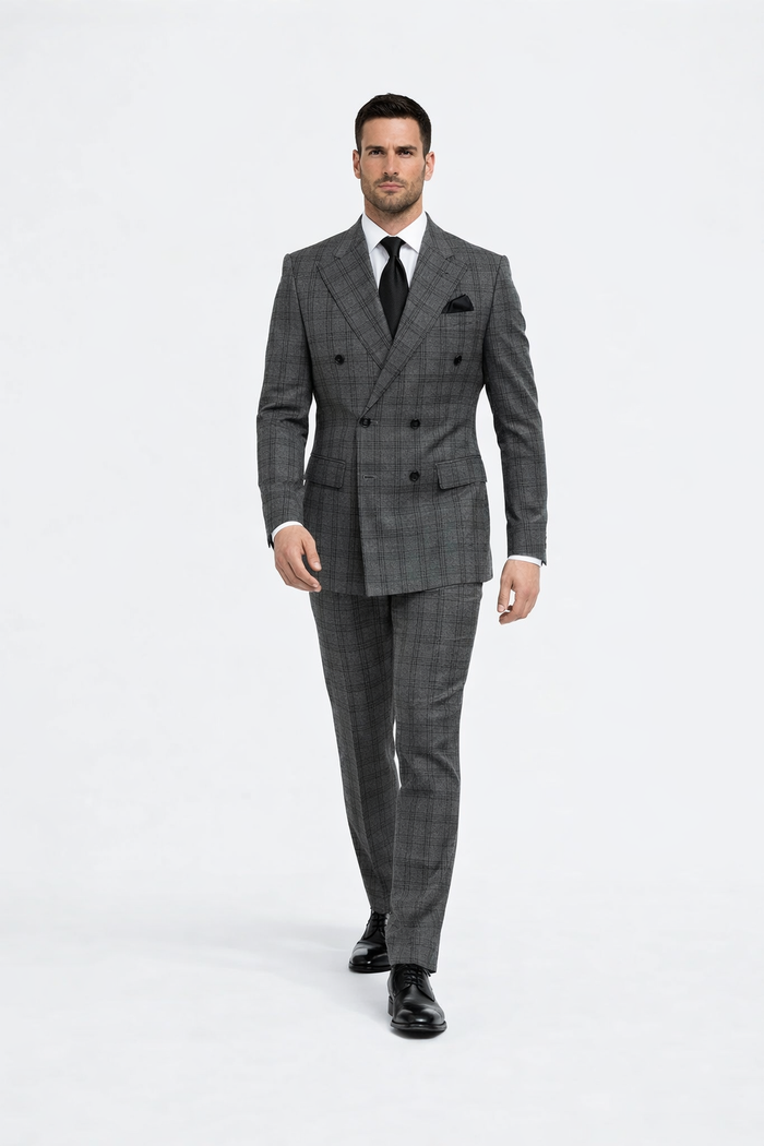 Rossiman Wool Suit with Wide-Leg Pleated Pants