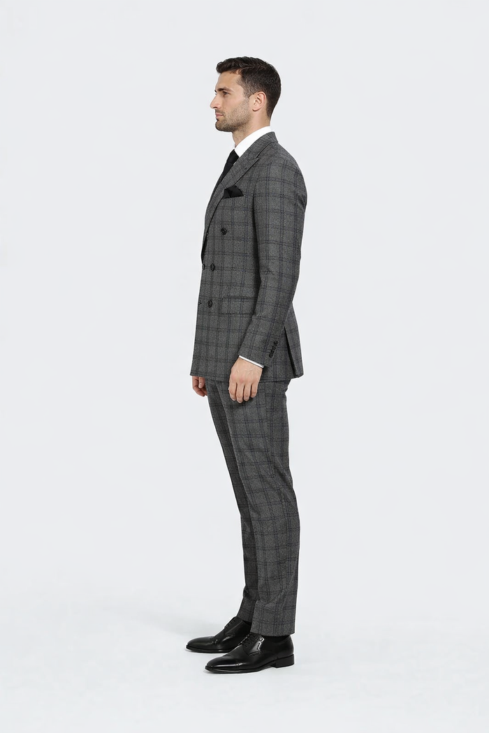 Rossiman Wool Suit with Wide-Leg Pleated Pants