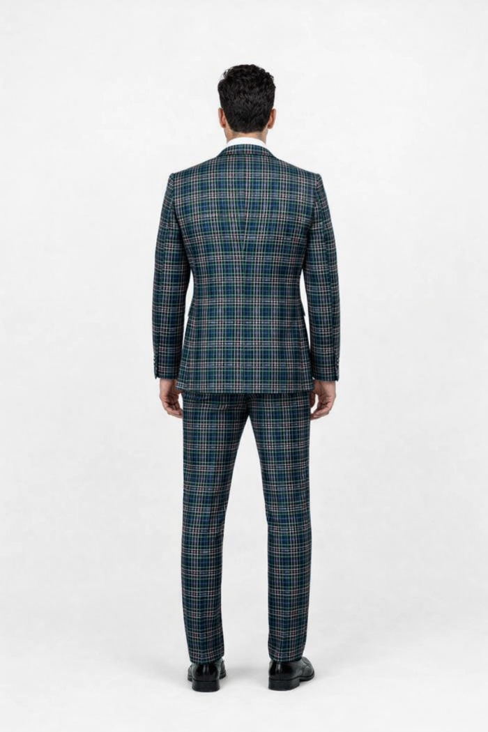 Green Wool Baggy Pleated Classic Suit by Rossiman