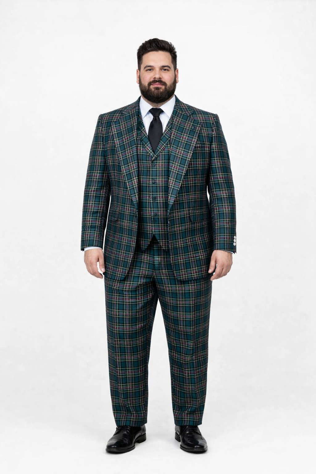 Green Wool Baggy Pleated Classic Suit by Rossiman