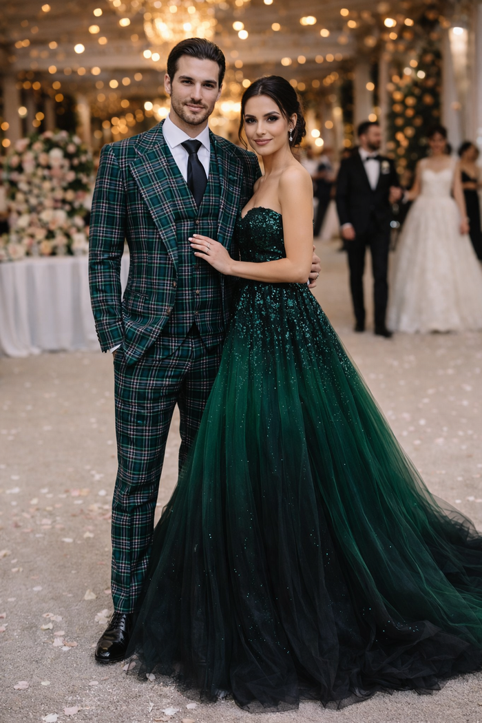 Green Wool Baggy Pleated Classic Suit by Rossiman