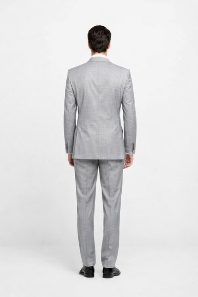 Suit With Pleated Pants Peak Lapel Wool Fabric Suit in Color Solid Grey By Rossiman Athletic Classic Fit