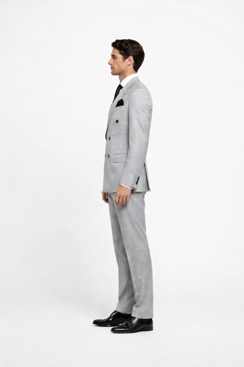 Rossiman Classic Fit Grey Wool Suit with Pleated Pants