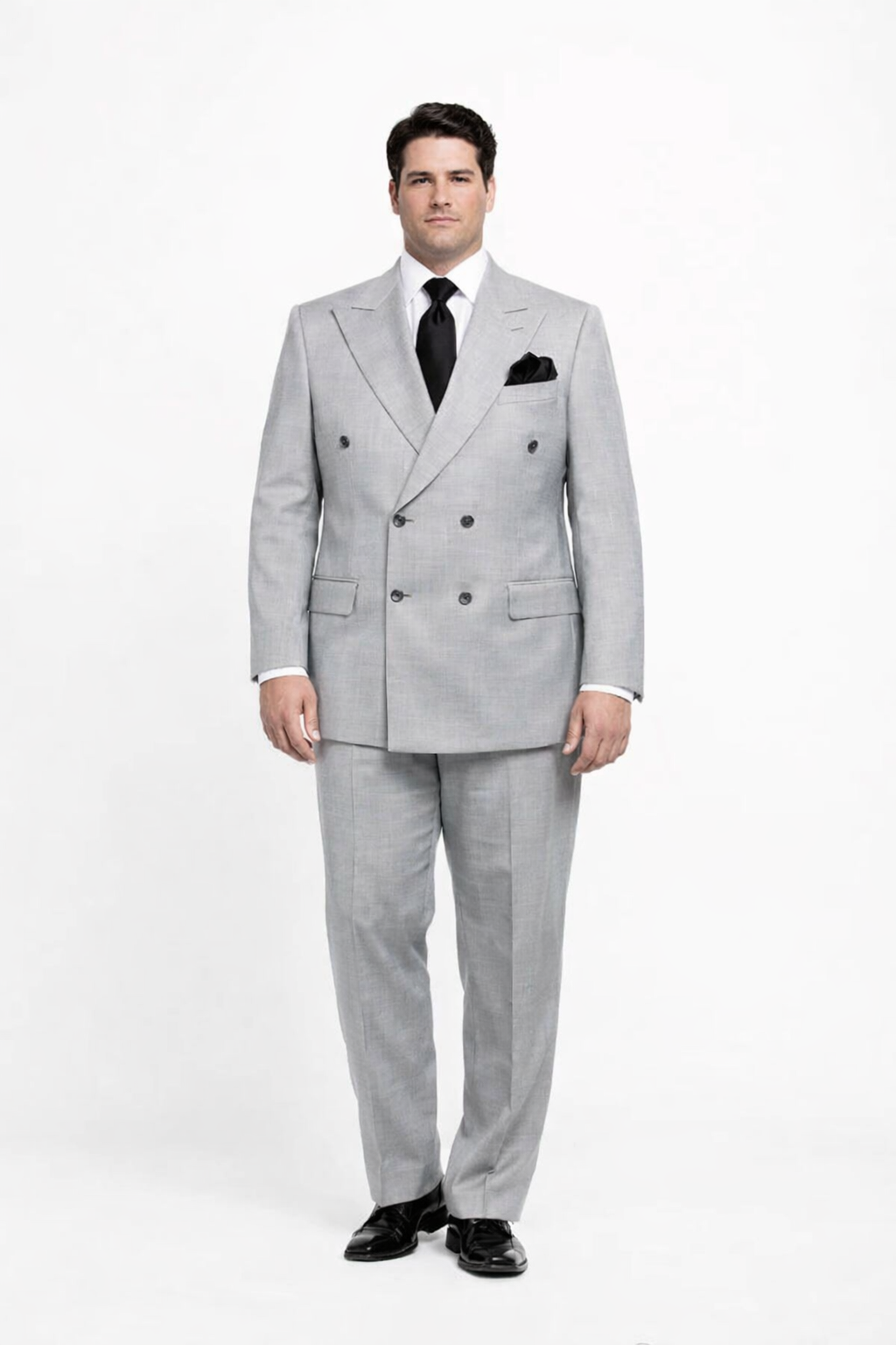 Rossiman Classic Fit Grey Wool Suit with Pleated Pants