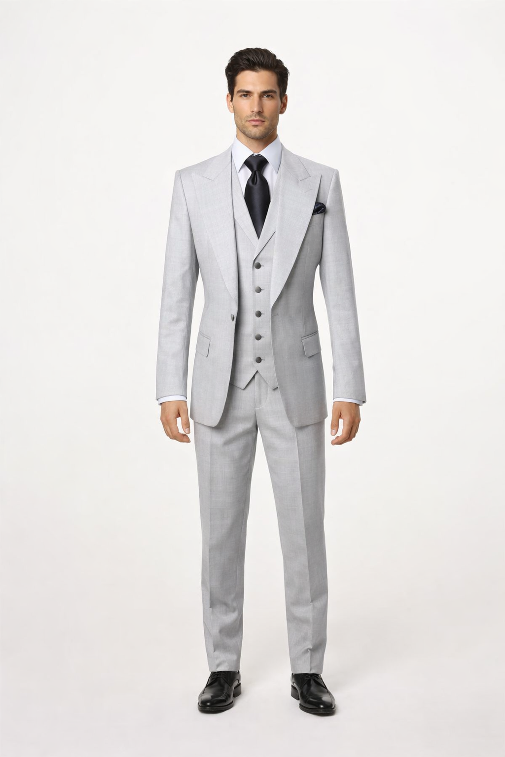 Grey Wool Classic 3 Piece Suit by Rossiman
