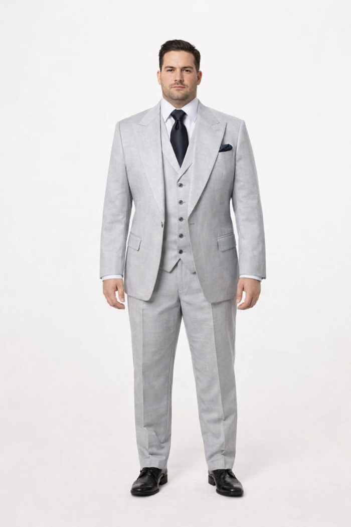 Grey Wool Classic 3 Piece Suit by Rossiman