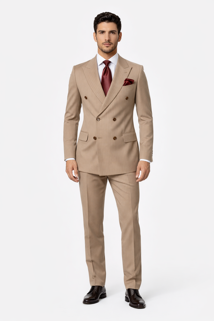 Rossiman Baggy Wool Pinstripe Suit, Classic Fit