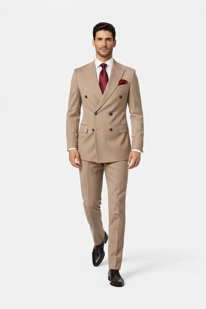 Rossiman Baggy Wool Pinstripe Suit, Classic Fit
