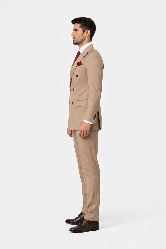 Rossiman Baggy Wool Pinstripe Suit, Classic Fit