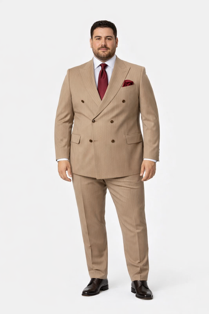 Rossiman Baggy Wool Pinstripe Suit, Classic Fit