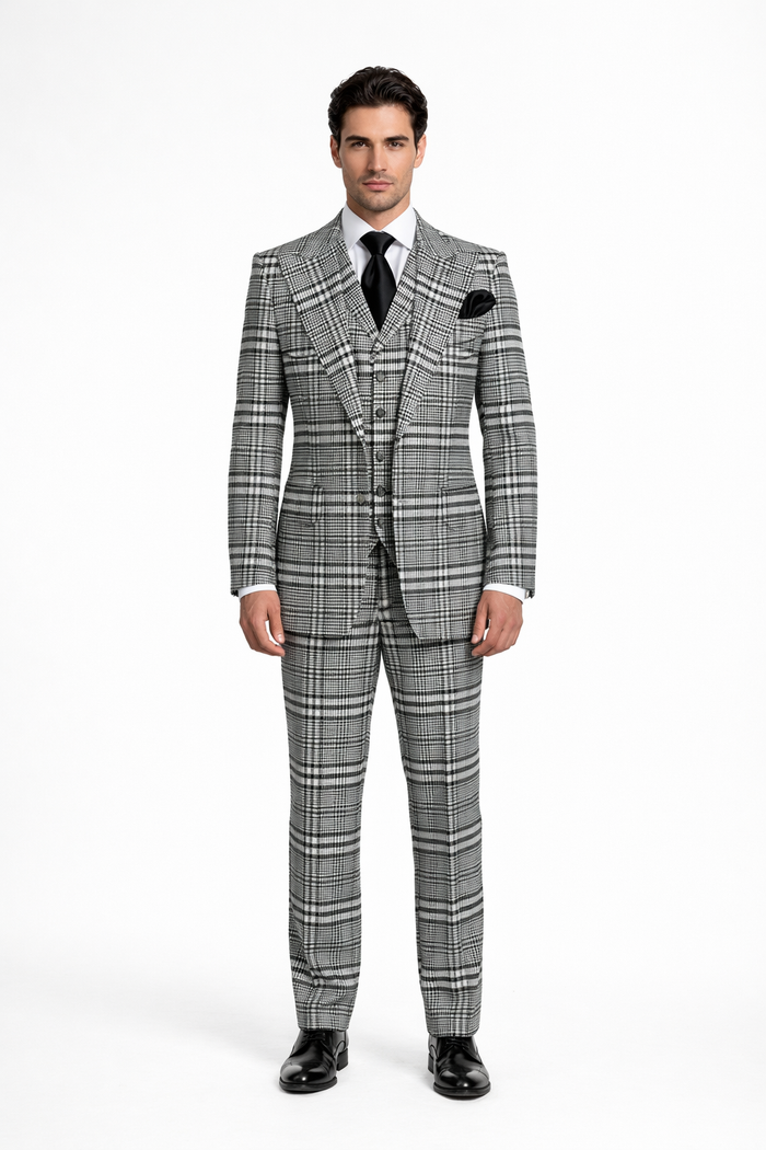 Rossiman Wool 3-Piece Suit with Baggy Pleated Pants