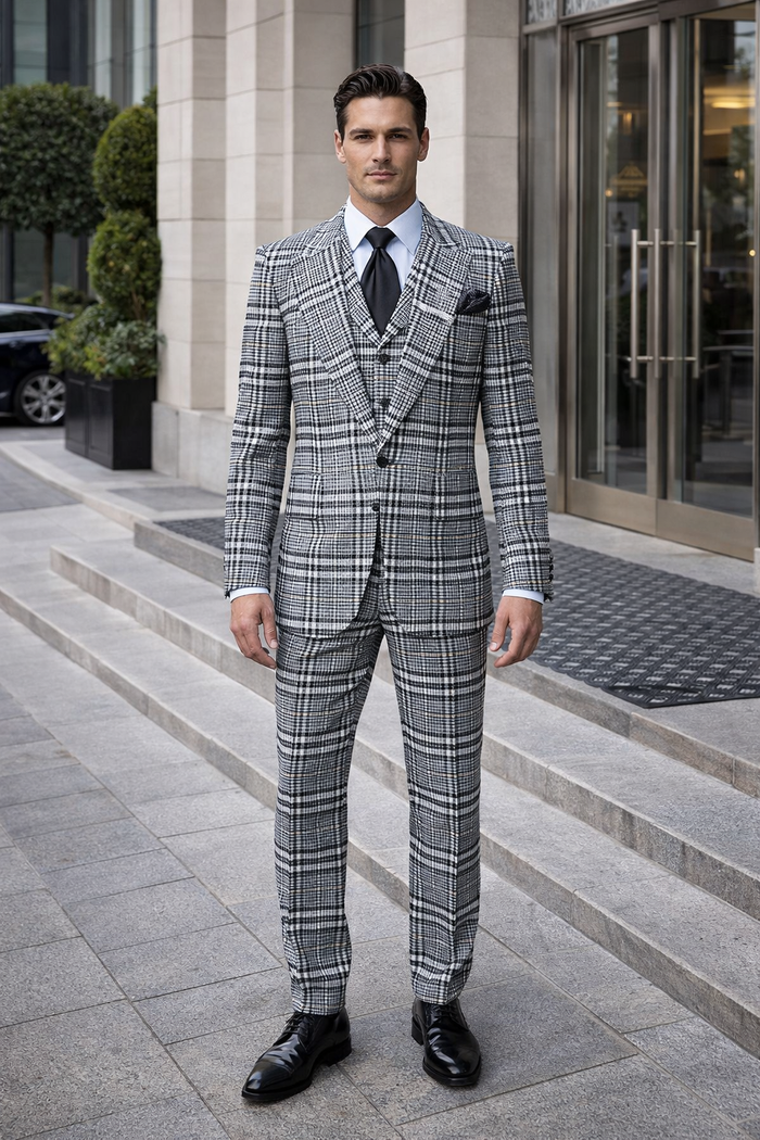 Rossiman Wool 3-Piece Suit with Baggy Pleated Pants