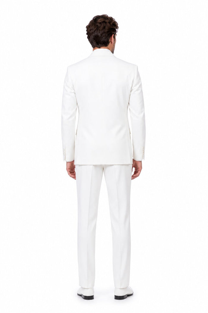 Tiglio Italian Suit - Real Wool Fabric Super 150's San Giovesse off White, Wide Leg Suit & Vest super 150" wool in Color Off White