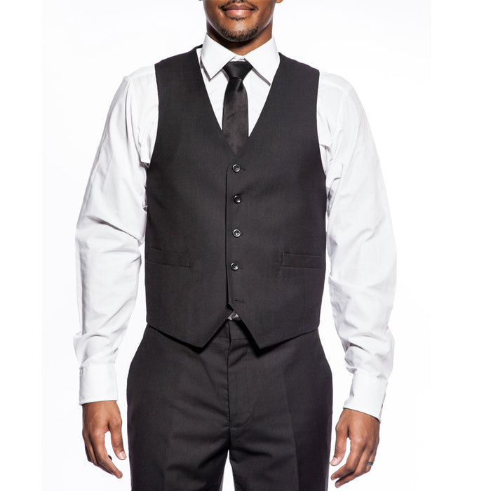 Slim Fit Men's 3 Piece 2 Button Suit - Black