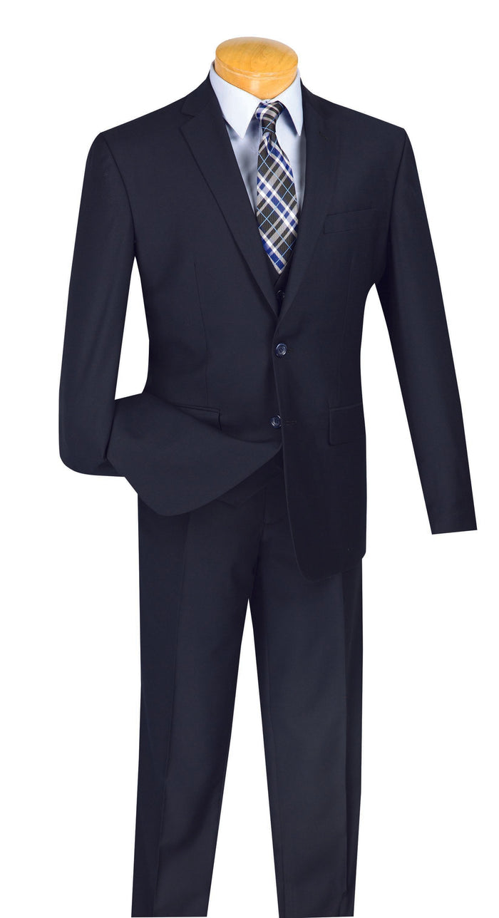 Slim Fit 3 Piece Navy Suit, 2 Button