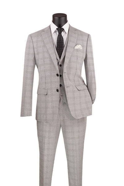 Vinci Men's Glen Plaid 3-Piece Suit