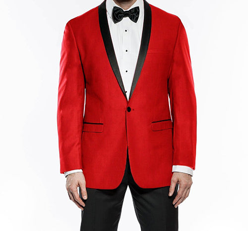 Shawl Collar Slim Fit Red Tuxedo by Vinci