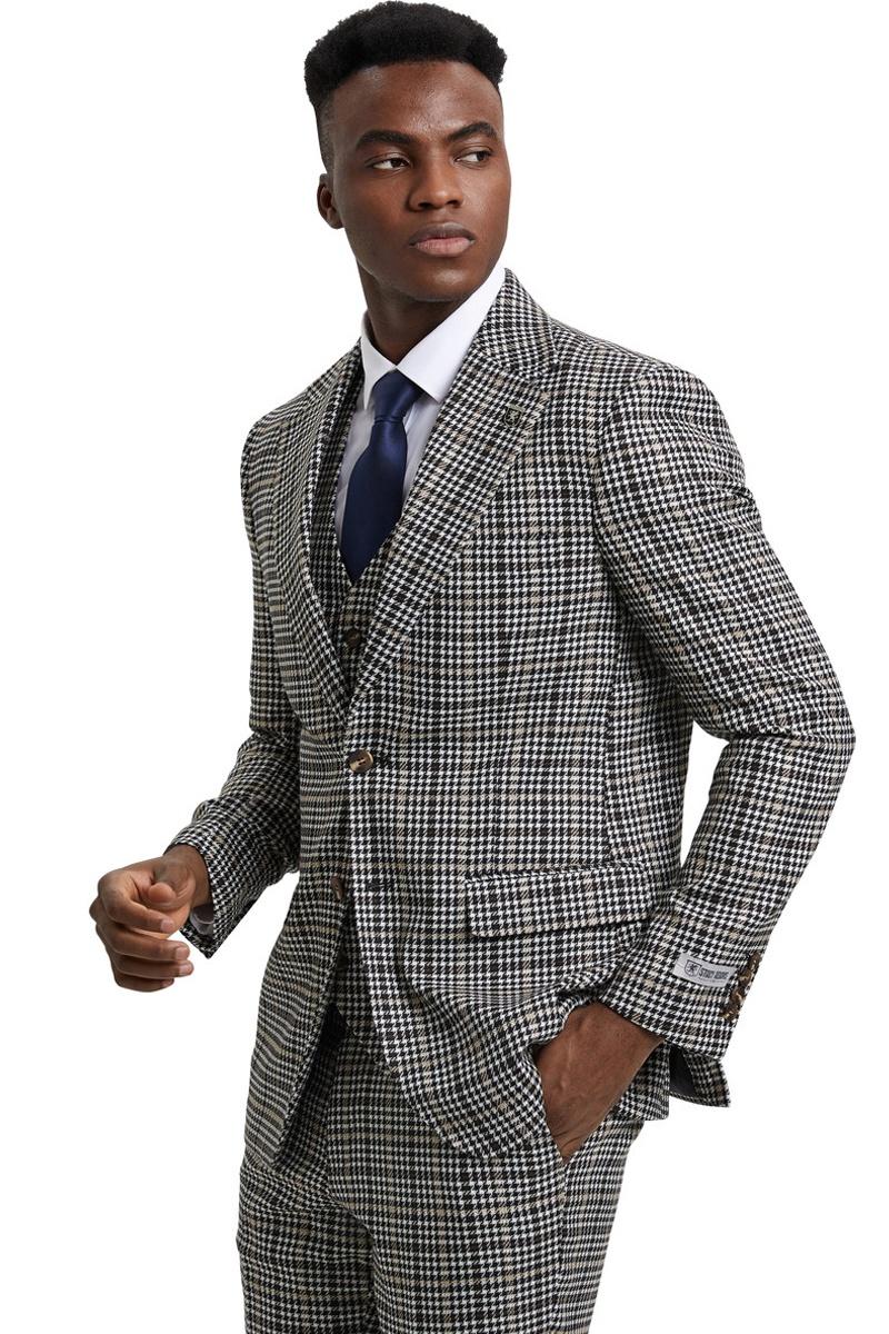 Stacy Adams Grey & Green Glen Plaid Suit