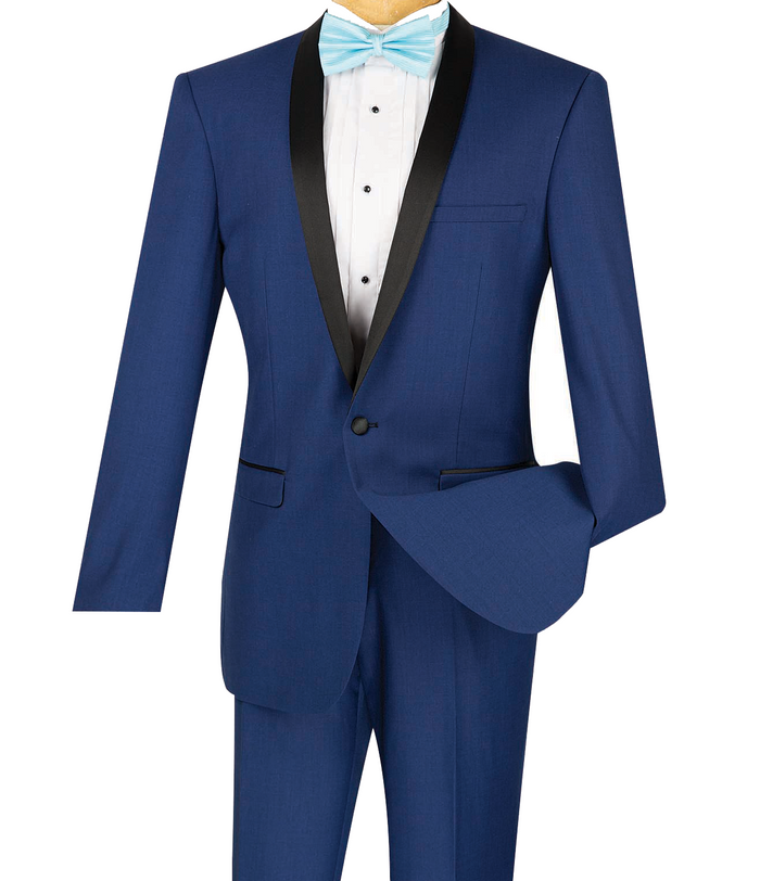 Shawl Collar Slim Fit Blue Tuxedo - Kingsman Collection