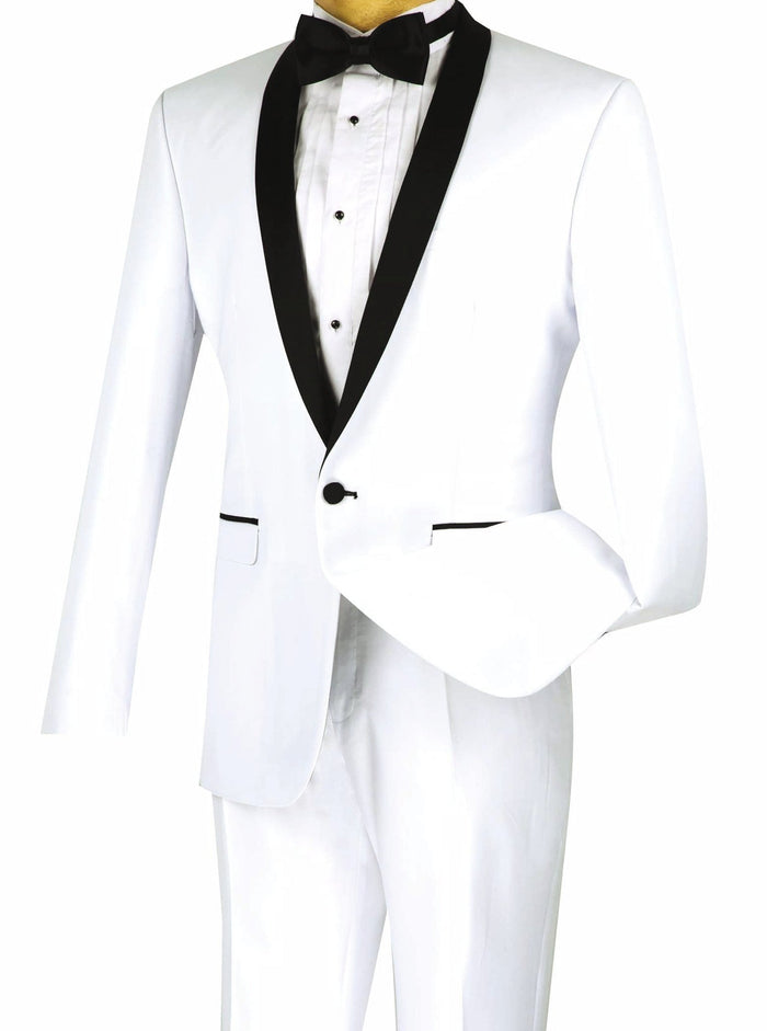 Shawl Collar Slim Fit Tuxedo - White, 2 Piece