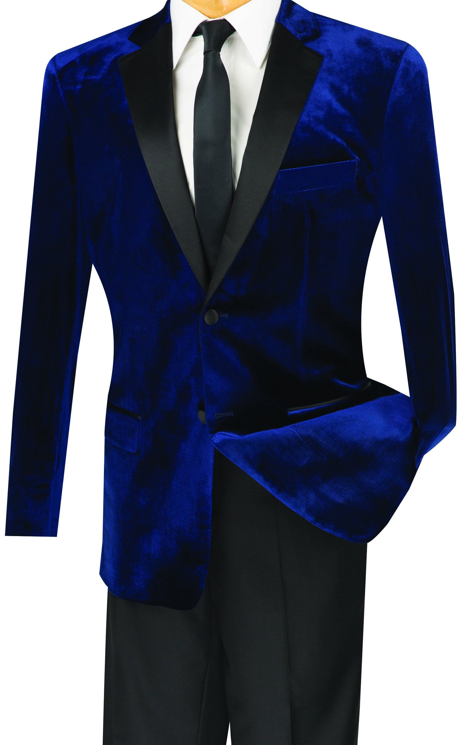 Slim Fit Velvet Tuxedo 2 Piece Navy