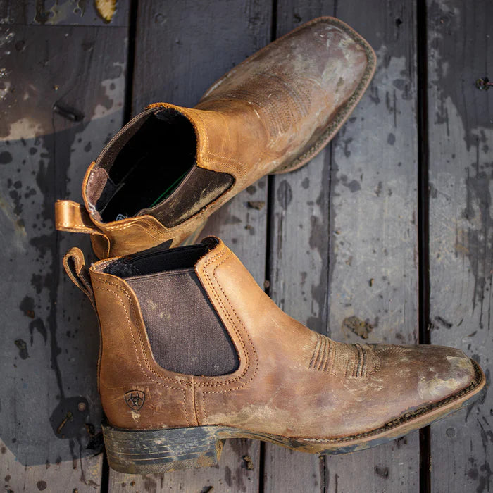 Distressed Tan Booker Square Toe Western Boot