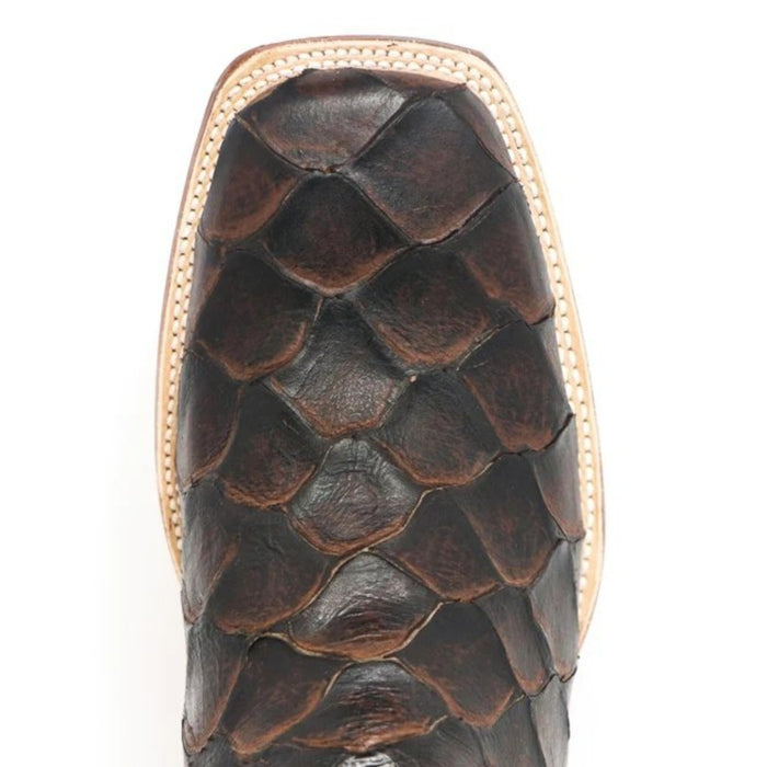 Men's Bozeman Print Monster Fish Square Toe Boots Brown