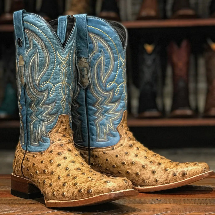 Men's Cooper Print Ostrich Square Toe Boots Matte Rustic Orix