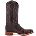 Men's Genuine Full Quill Ostrich Square Toe Boots Black Cherry