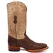 Men's Genuine Full Quill Ostrich Square Toe Boots Cherry Wood
