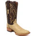 Men's Genuine Full Quill Ostrich Square Toe Boots Oryx
